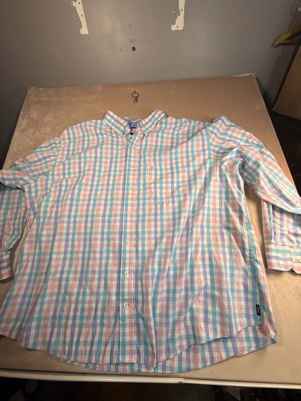 IZOD Button-Down Shirt 4XLT Plaid Check LS (box B2-2027)